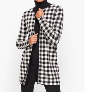Talbots Buffalo Check Plaid Houndstooth Cardigan Sweater Jacket Wool Blend 3X